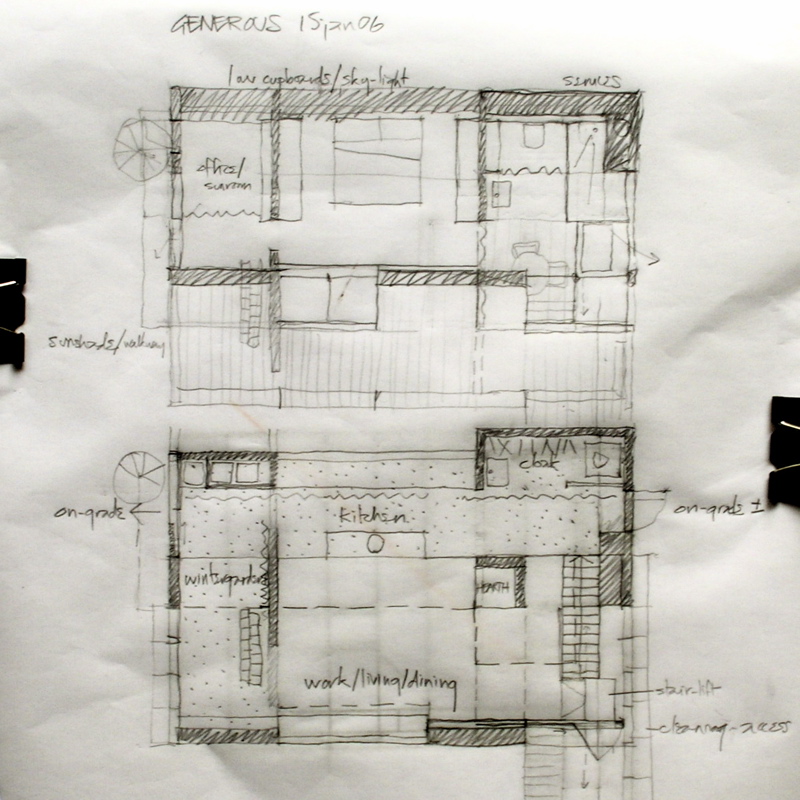Generous plan hand sketch close-up